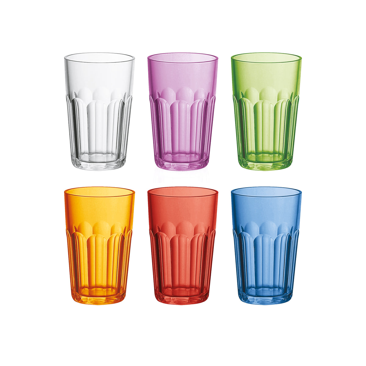 SET 6 TALL TUMBLERS "HAPPY HOUR"