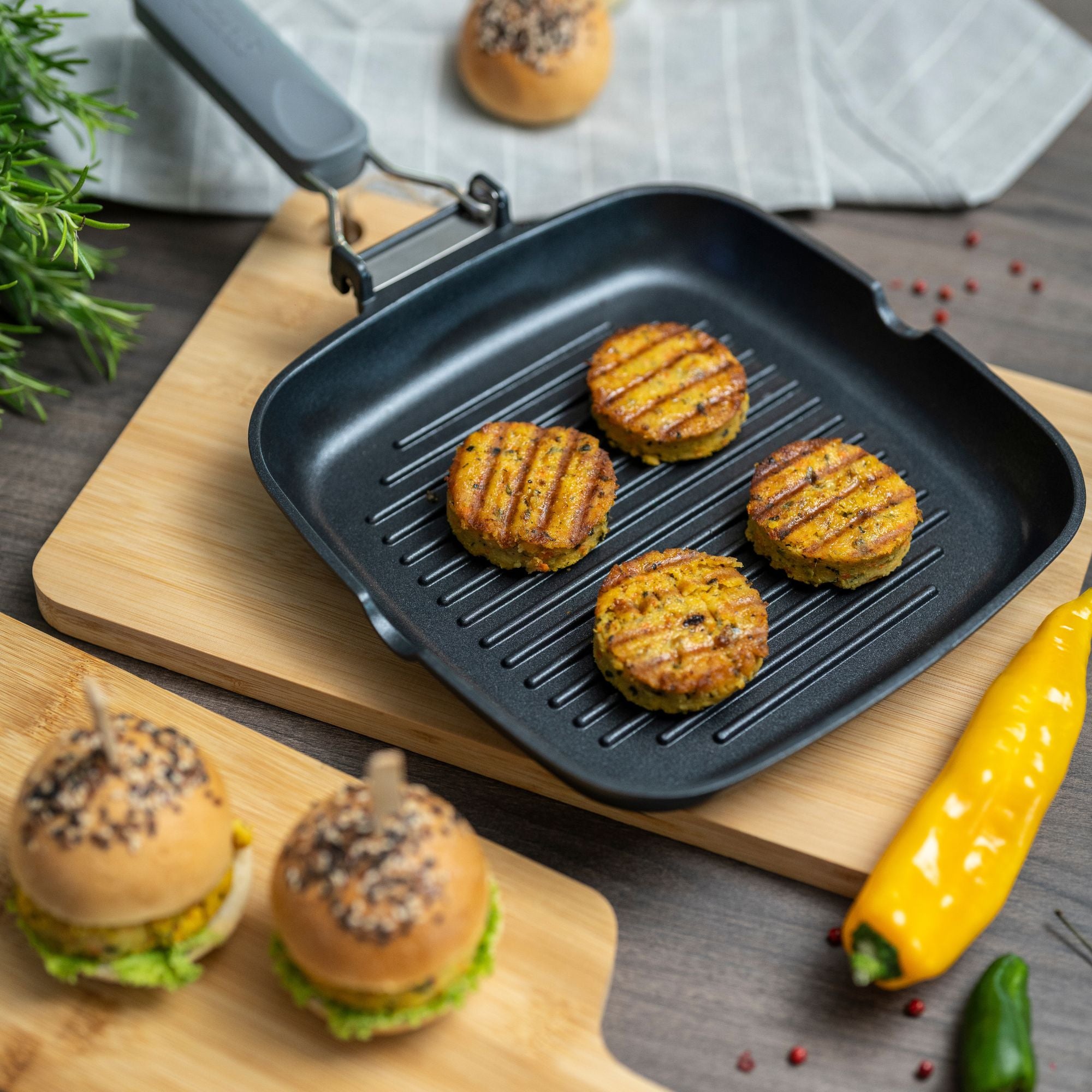 POÊLE À GRILLER AVEC MANCHE PLIABLE "COOK&SPECIAL"