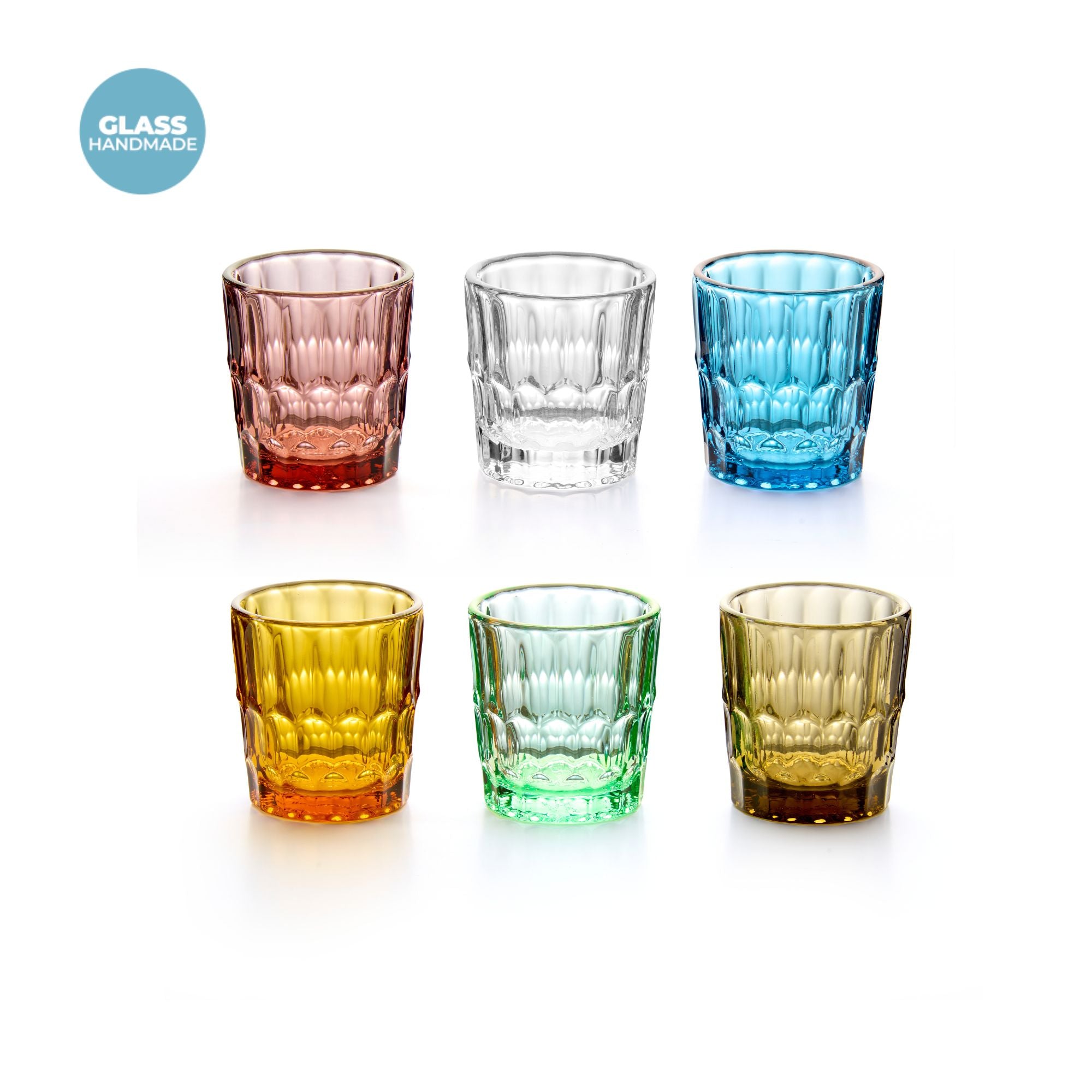 SET MIT 6 GLÄSERN AUS GLAS "VANITY GLASS"
