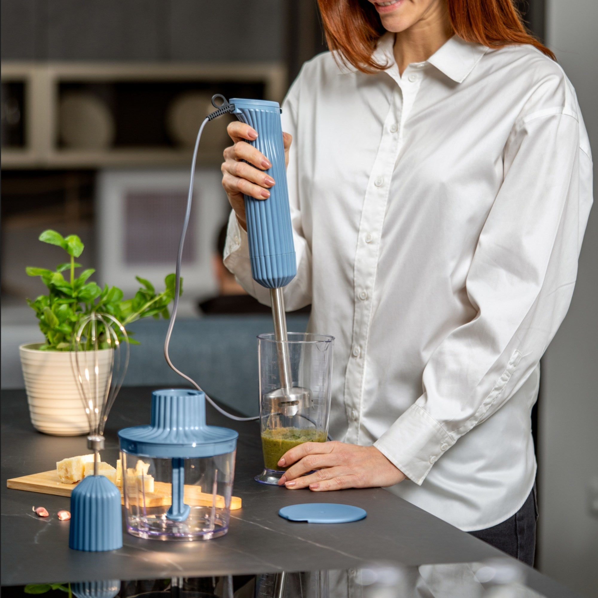 MIXEUR PLONGEANT AVEC ACCESSOIRES (FOUET, GOBELET, MINI-HACHOIR) "SOUS CHEF"