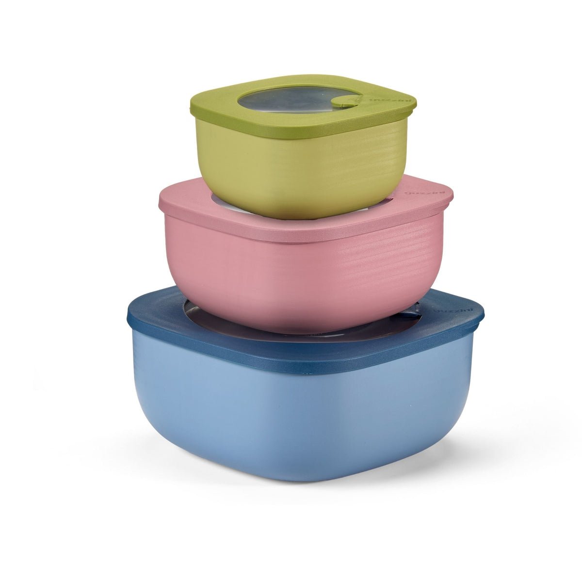 SET 3 SHALLOW CONTAINERS STORE&MORE BIO "FOOD STORAGE" SQUARE
