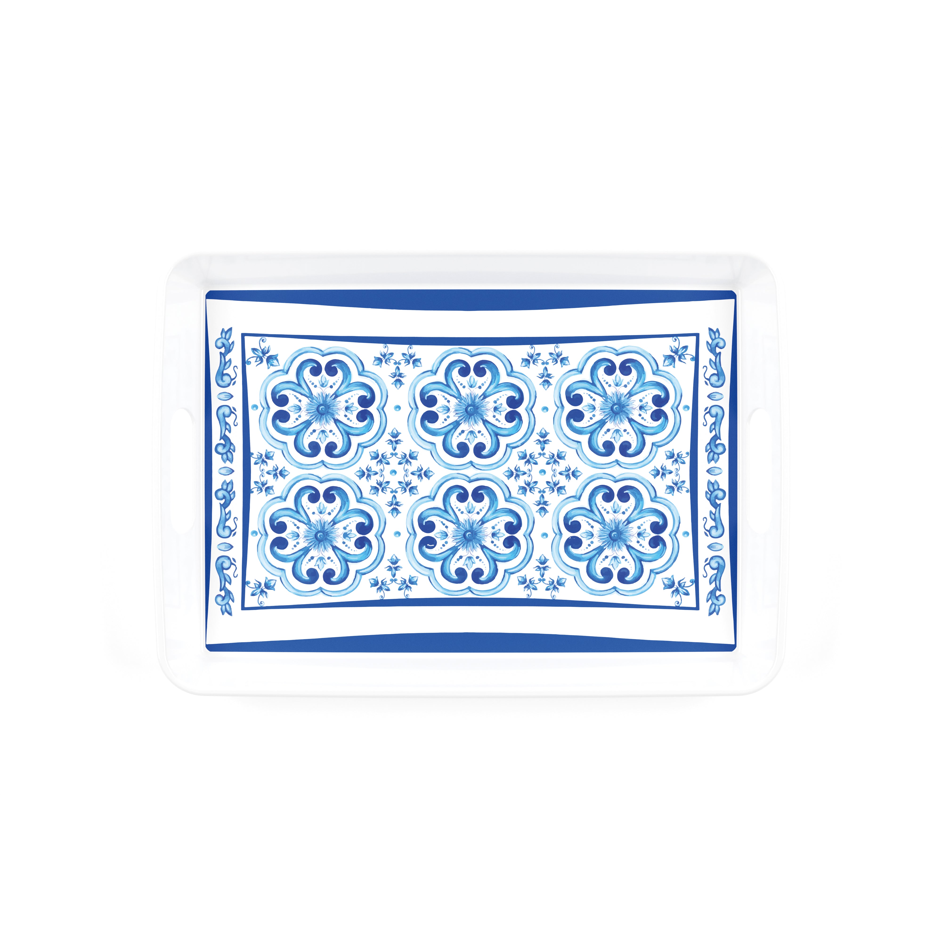 RECTANGULAR TRAY WITH HANDLES "BLUES"