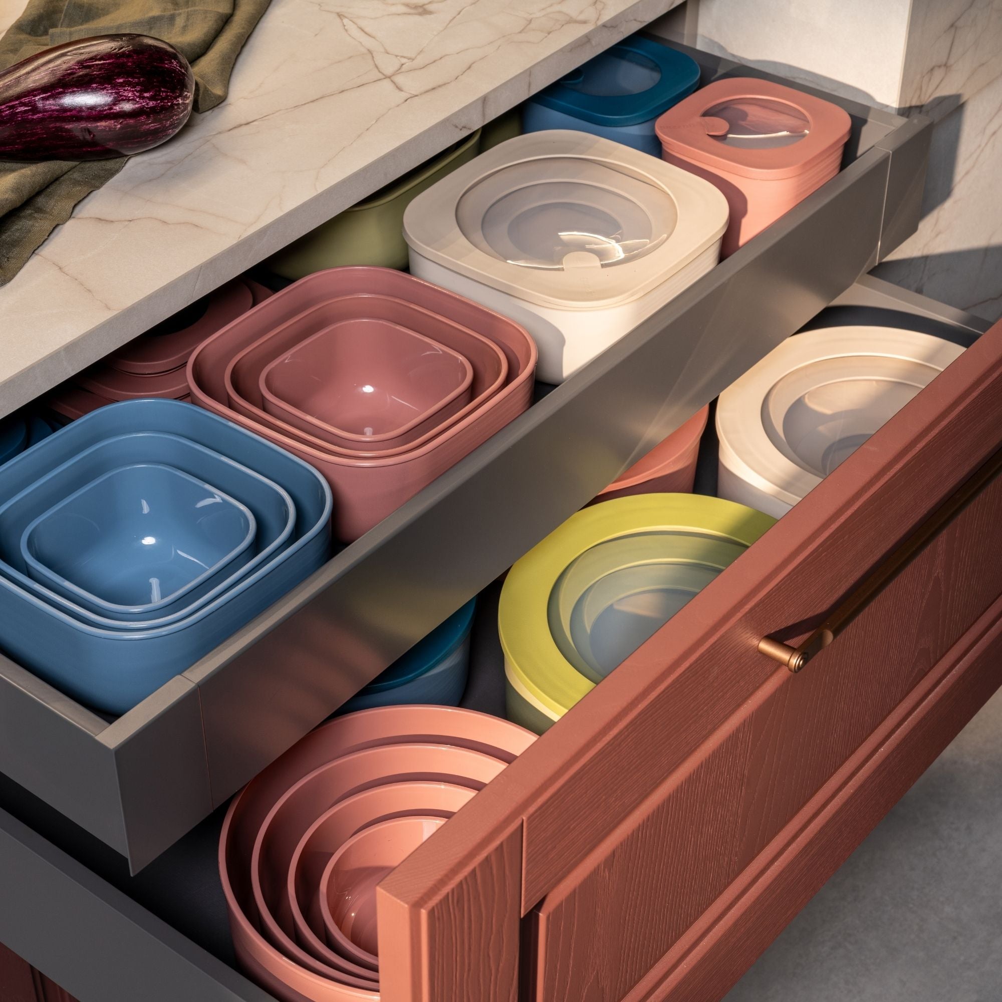 SET 3 CONTENITORI BASSI 'STORE&MORE BIO' "FOOD STORAGE" - QUADRATO