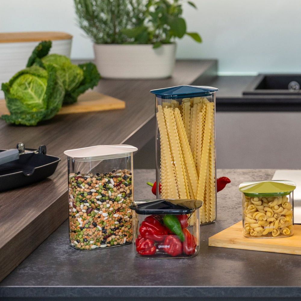 SET 2 RECTANGULAR GLASS JARS 